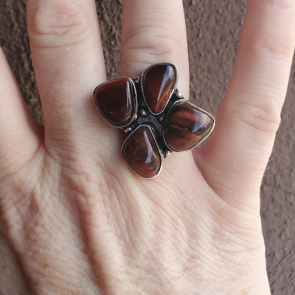 New Red Tiger Eye 925 Silver Ring. - Picture 6 of 16